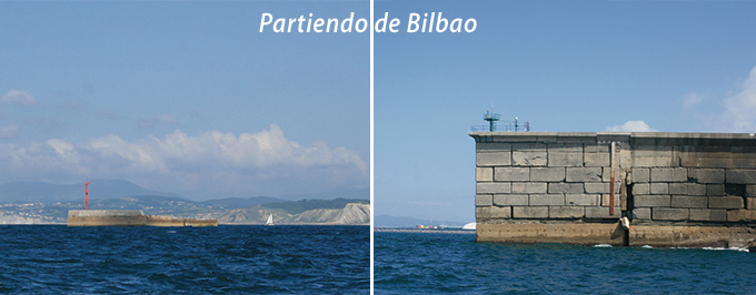 Bloque de hormigón de Punta Galea. Punta del Dique de abrigo desde  el N y próximo a el.