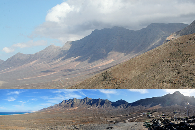 La cadena montañosa a espaldas de la costa de Cofete y Barlovento