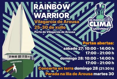 El Rainbow Warrior de Greenpeace llegará a Vilagarcía de Arousa para completar su campaña europea ‘En marcha por el clima’