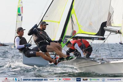 Antonio Torrado y Andrés Barrio en el puesto 13º del Campeonato de Europa de la clase olímpica 49er en Salónica-Grecia