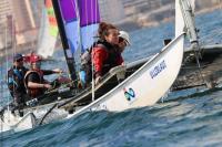 Marc Jovani y Paloma Cernetic en Hobie Cat 16 y Paula García en Optimist, Campeones Autonómicos